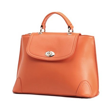Genuine Leather Tote Bag Orange 75657