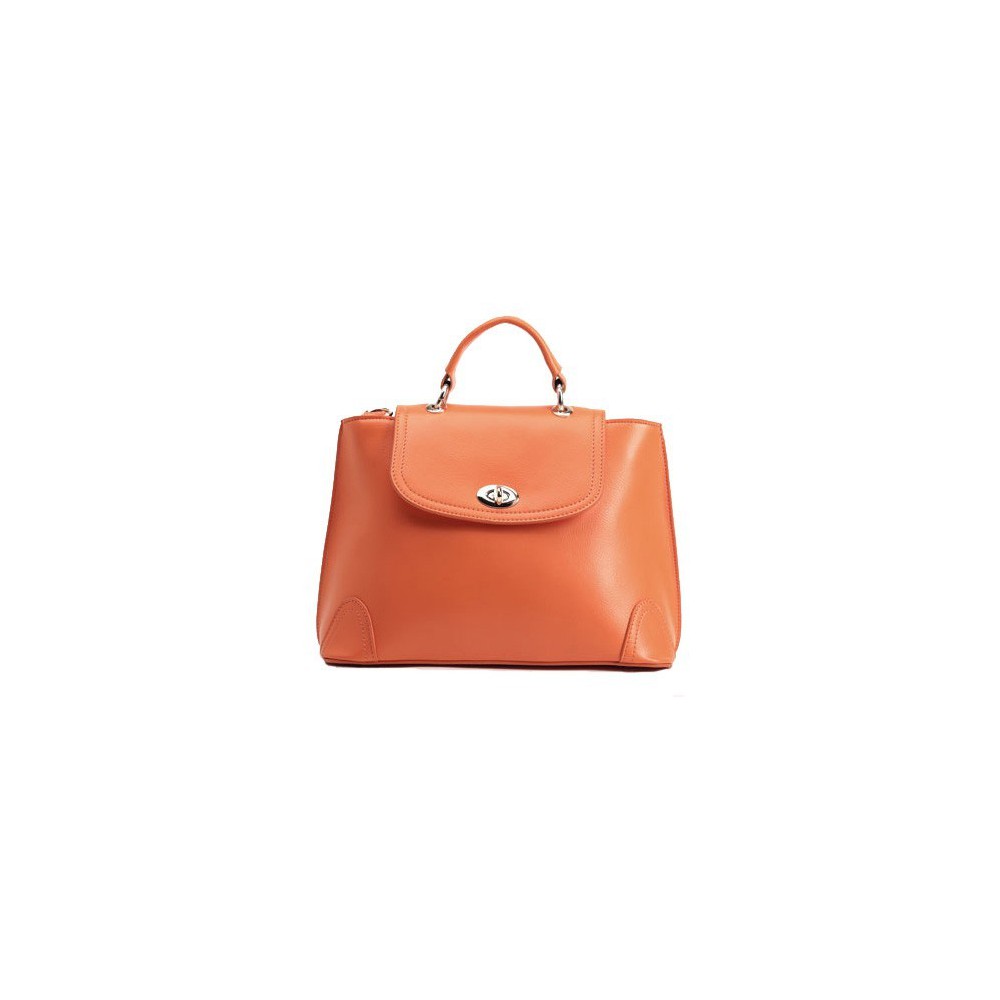 Sac à main poignée en cuir Orange 75657