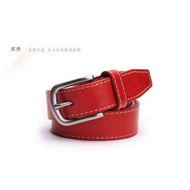 Genuine Cowhide Leather Belt Red 86309
