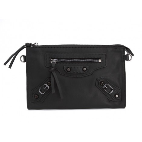 Rosaire « Amboise » Lambskin Leather Studded Clutch Bag Purse in Black Color 15980