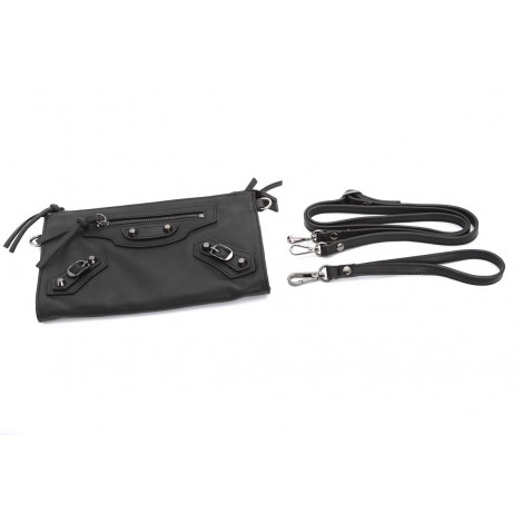 Rosaire « Amboise » Lambskin Leather Studded Clutch Bag Purse in Black Color 15980