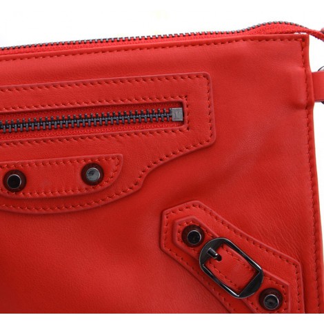 Rosaire « Amboise » Lambskin Leather Studded Clutch Bag Purse in Red Color 15980