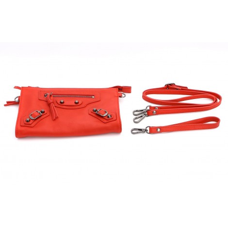 Rosaire « Amboise » Lambskin Leather Studded Clutch Bag Purse in Red Color 15980