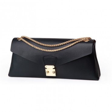 Rosaire « Margherita » Women's Shoulder Bag Genuine Cowhide Leather Black 76103