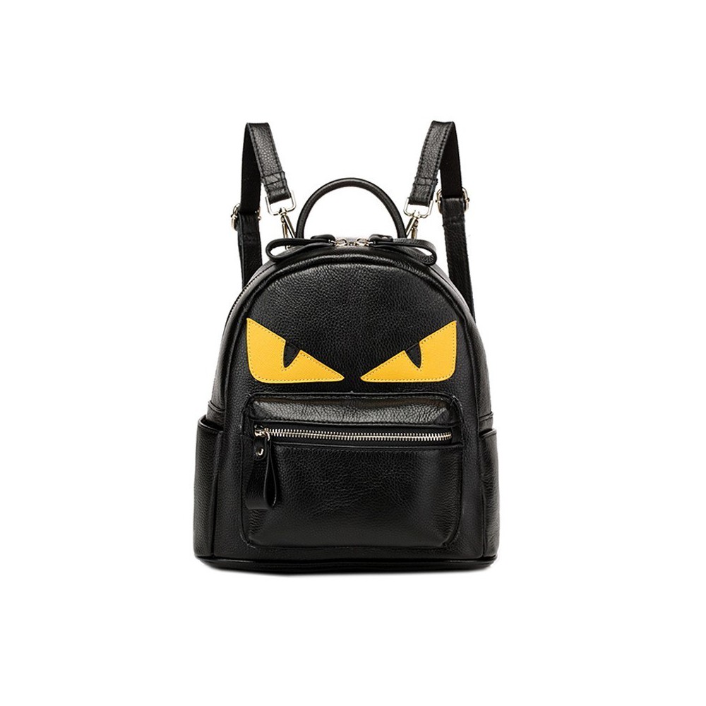 Rosaire « Fantasma » Monster Eyes Backpack Bag made of Cowhide Leather in Black Color 76104