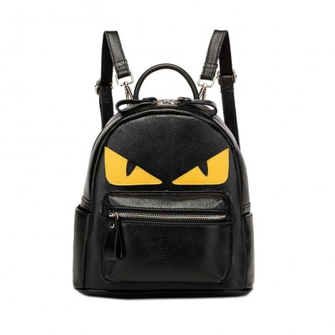 Rosaire « Fantasma » Monster Eyes Backpack Bag made of Cowhide Leather in Black Color 76104