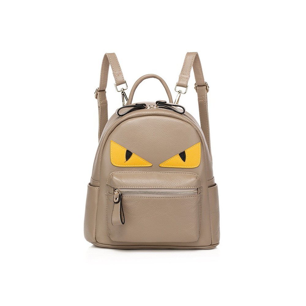 Rosaire « Fantasma » Monster Eyes Backpack Bag made of Cowhide Leather in Taupe Color 76104