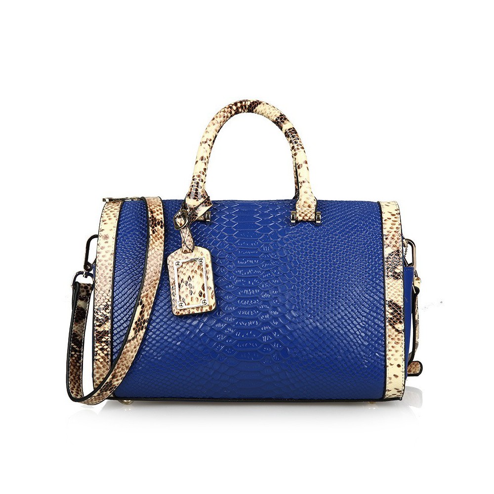 Rosaire « Giuliana » Women's Top Handle Bag Boston Snake Style Blue 76105