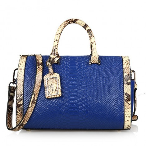 Rosaire « Giuliana » Women's Top Handle Bag Boston Snake Style Blue 76105
