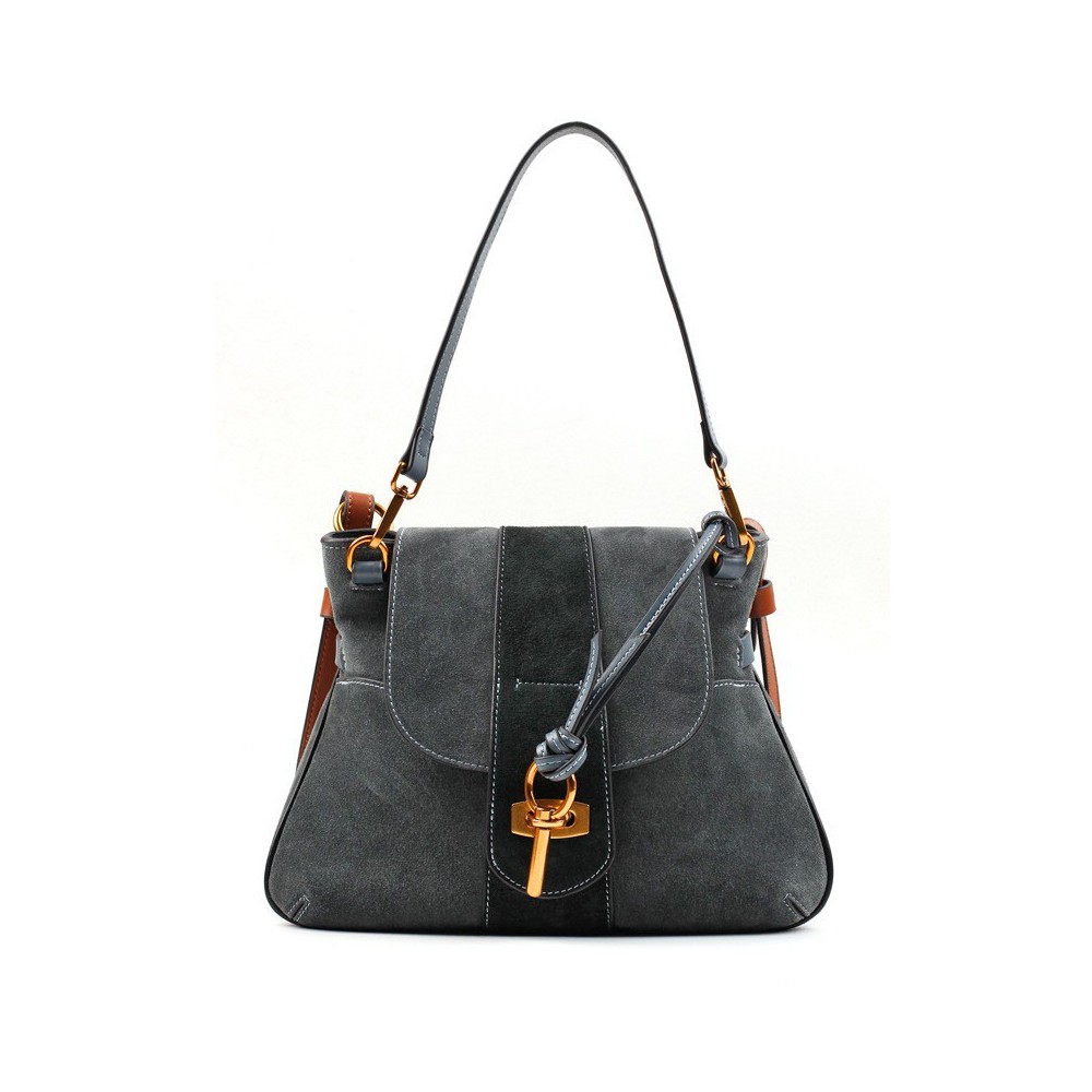 Rosaire « Liliane » Cross Body Bag Genuine Suede Leather Silver Blue 76109 Rosaire « Liliane » Cross Body Bag Genuine Suede Leather Silver Blue 76109