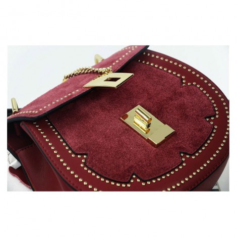 Rosaire « Margot » Women's Shoulder Handbag Genuine Suede Calf Leather Red 76110