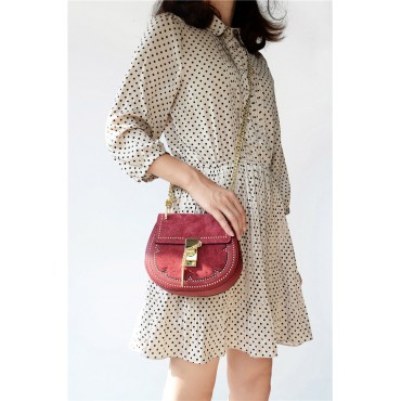 Rosaire « Margot » Women's Shoulder Handbag Genuine Suede Calf Leather Red 76110