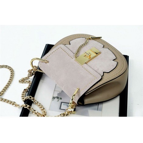 Rosaire « Margot » Women's Shoulder Handbag Genuine Suede & Smooth Calfskin Leather Beige 76110