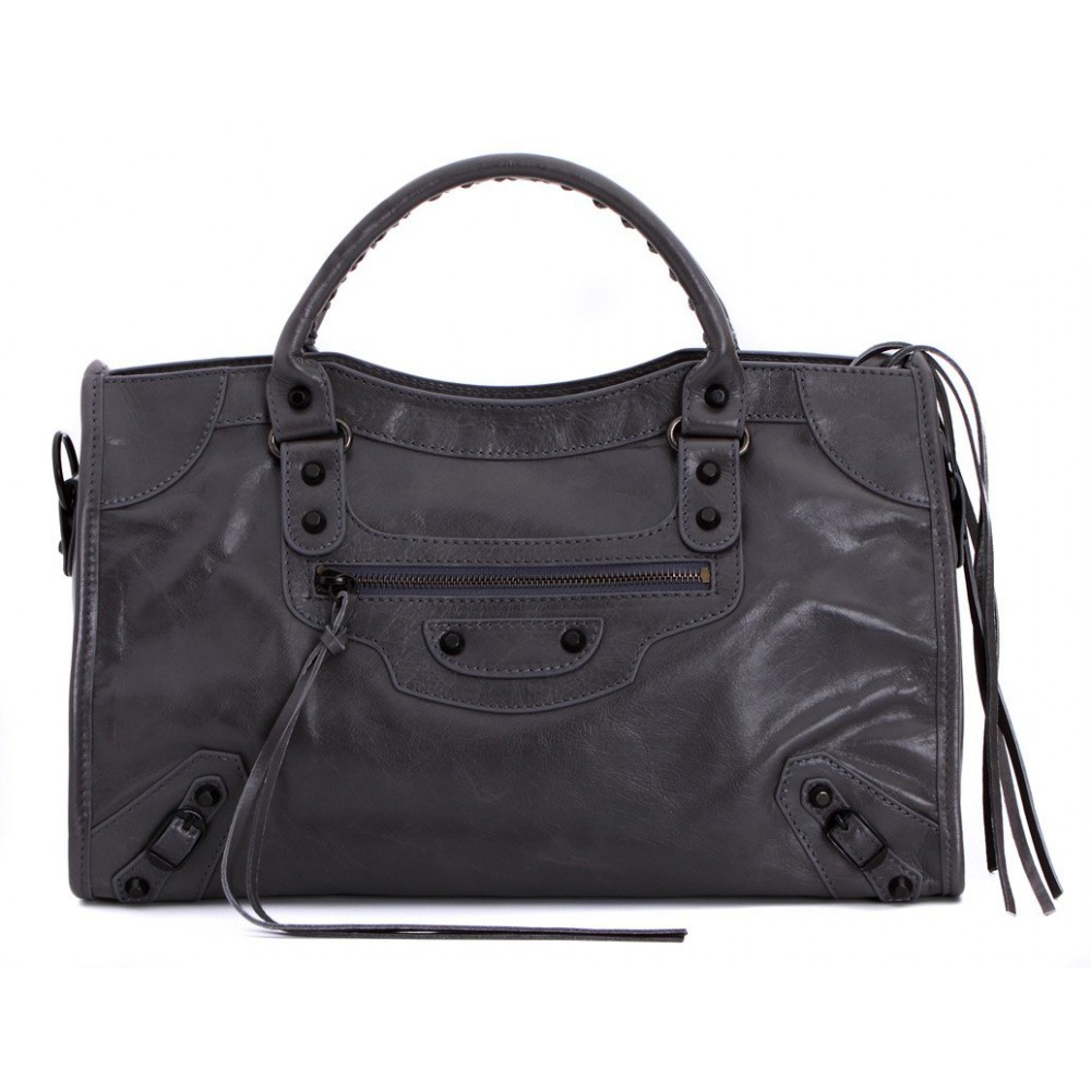 Rosaire « Celestine » Chèvre (Goatskin) Leather Top Handle Bag in Gray Color / 76112 Rosaire « Celestine » Chèvre (Goatskin) Leather Top Handle Bag in Gray Color / 76112