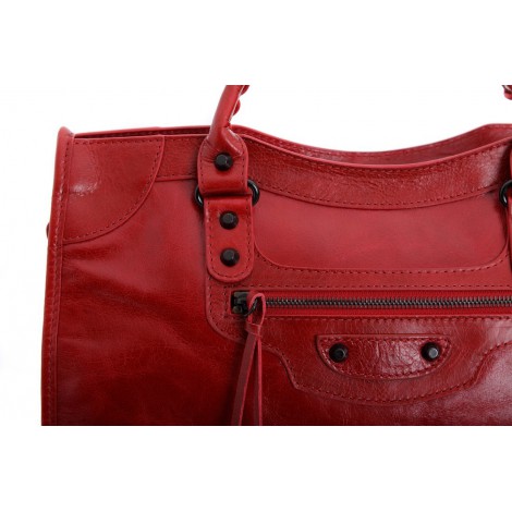 Rosaire « Celestine » Chèvre (Goatskin) Leather Top Handle Bag in Red Color / 76112