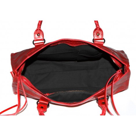 Rosaire « Celestine » Chèvre (Goatskin) Leather Top Handle Bag in Red Color / 76112