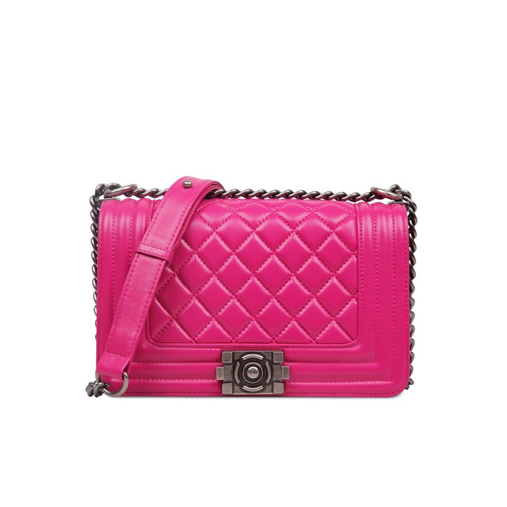 Rosaire « Soline » Quilted Lambskin Leather Shoulder Bag with Chain ...