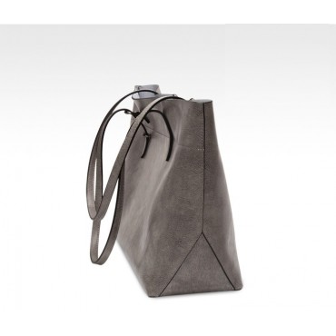 Rosaire  « Veronica » Horizontal Tote Bag made of Cowhide Leather in Gray Color / 76114