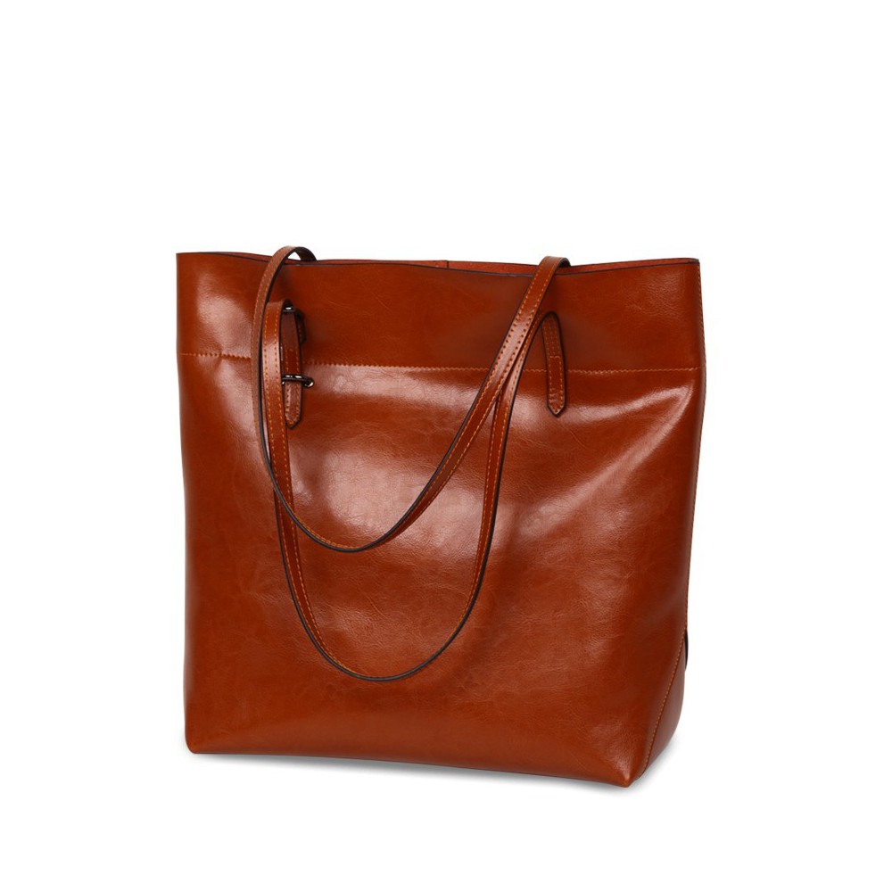 Rosaire  « Veronica » Vertical Tote Bag made of Cowhide Leather in Red Color / 76115