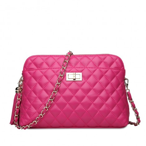 Rosaire Genuine Leather Bag Hot Pink 76122