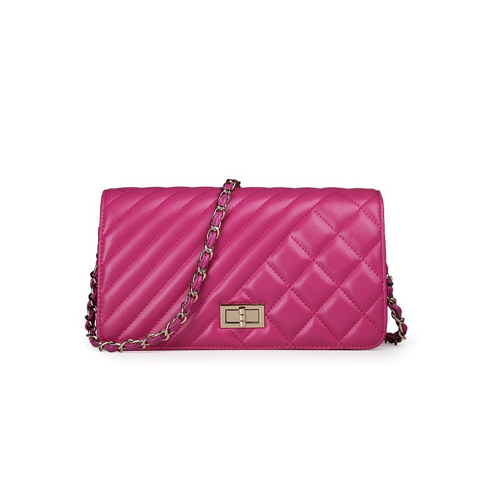 Rosaire Genuine Leather Bag Hot Pink 76124