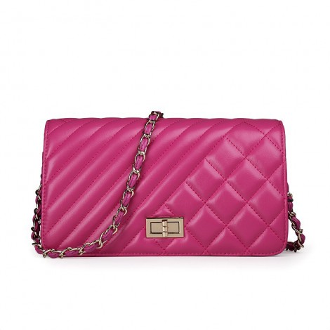 Rosaire Genuine Leather Bag Hot Pink 76124