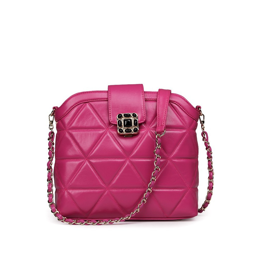 Rosaire Genuine Leather Bag Hot Pink 76119