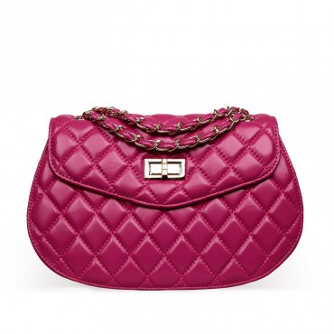 Rosaire Genuine Leather Bag Hot Pink 76126