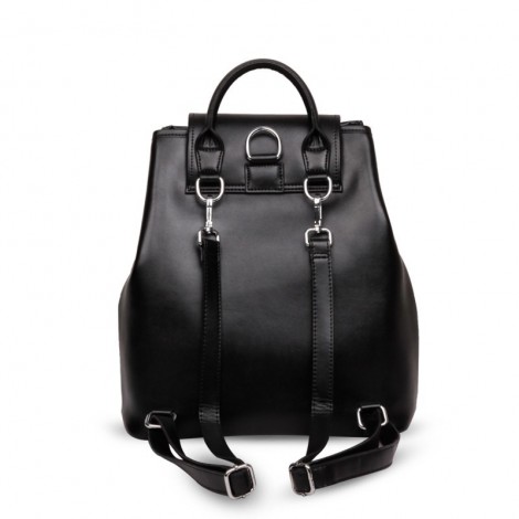 Rosaire « Constance » Quilted Backpack Bag made of Genuine Cowhide Leather in Black Color 76131