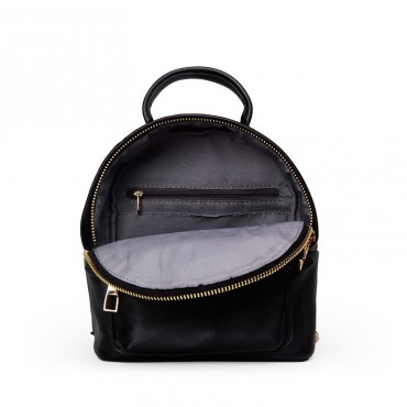 Rosaire  « Elfe » Backpack Bag Korean Style made of Cowhide Leather with Cross-Body Strap in Black Color / 76137