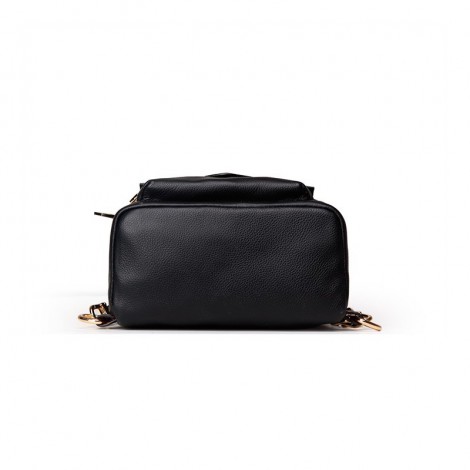 Rosaire  « Elfe » Backpack Bag Korean Style made of Cowhide Leather with Cross-Body Strap in Black Color / 76137