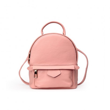 Rosaire  « Elfe » Backpack Bag Korean Style made of Cowhide Leather with Cross-Body Strap in Pink Color / 76137