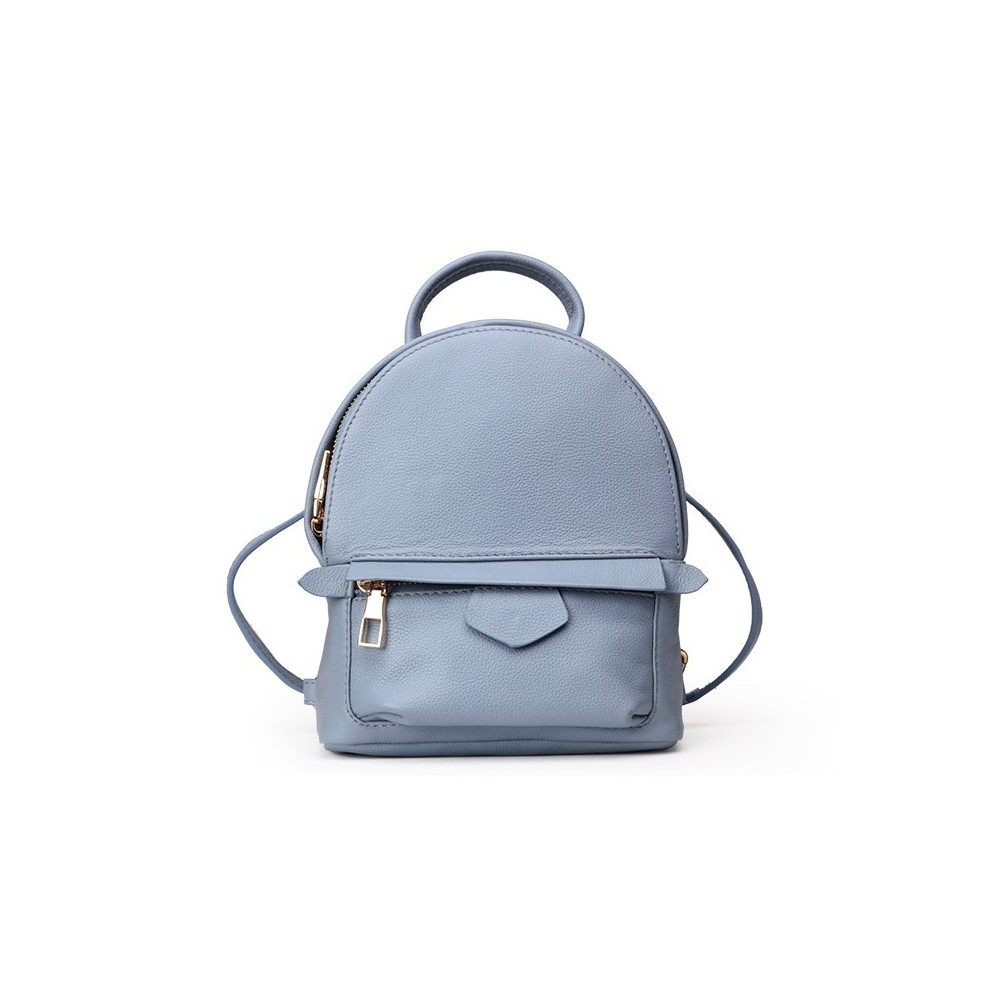 Rosaire  « Elfe » Backpack Bag Korean Style made of Cowhide Leather with Cross-Body Strap in Blue Color / 76137