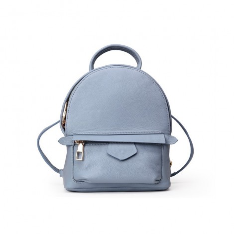 Rosaire  « Elfe » Backpack Bag Korean Style made of Cowhide Leather with Cross-Body Strap in Blue Color / 76137