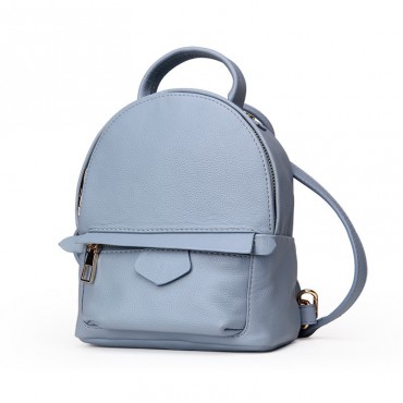 Rosaire  « Elfe » Backpack Bag Korean Style made of Cowhide Leather with Cross-Body Strap in Blue Color / 76137