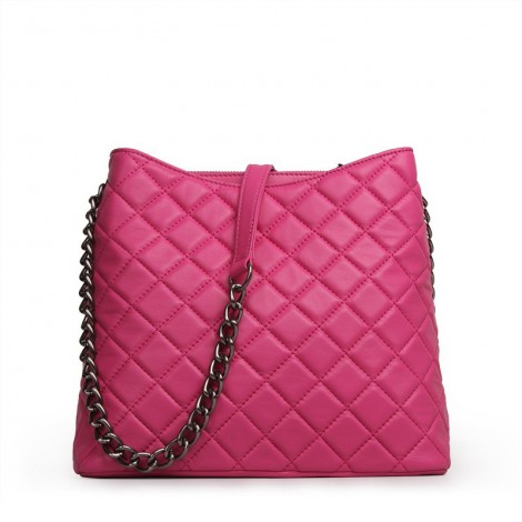  Rosaire Genuine Leather Bag Hot Pink 76143
