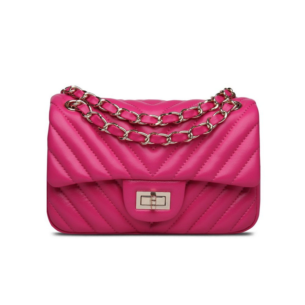 Rosaire Genuine Leather Bag Hot Pink 76147