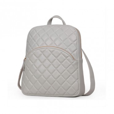Rosaire « Bourgogne » Quilted Lambskin Leather Backpack Bag in White Color 76148