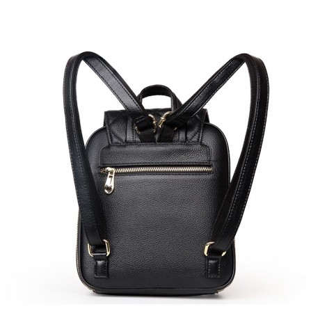 Rosaire « Belinda » Quilted Backpack Flap Bag made of Caviar Leather with Tassel in Black Color 76149