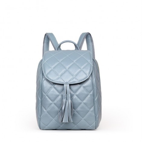 Rosaire « Belinda » Quilted Backpack Flap Bag made of Caviar Leather with Tassel in Light Blue Color 76149