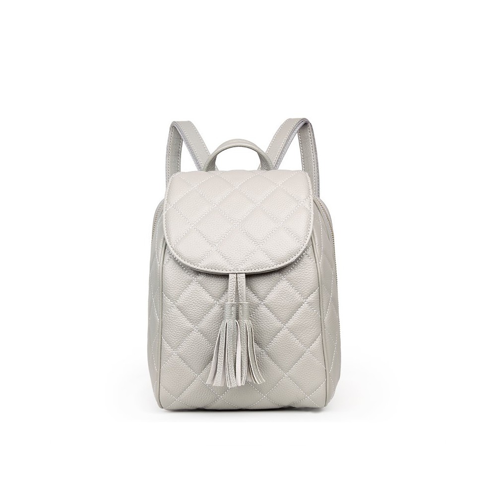 Rosaire « Belinda » Quilted Backpack Flap Bag made of Caviar Leather with Tassel in Beige  Color 76149