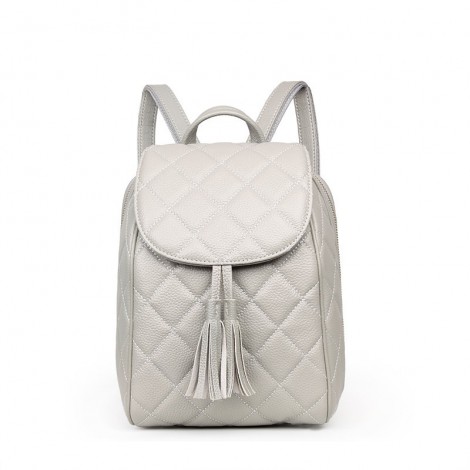 Rosaire « Belinda » Quilted Backpack Flap Bag made of Caviar Leather with Tassel in Beige  Color 76149