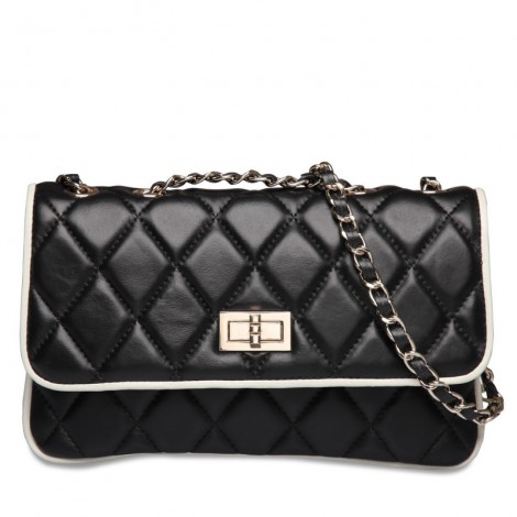 Rosaire Genuine Leather Bag Black White  76152