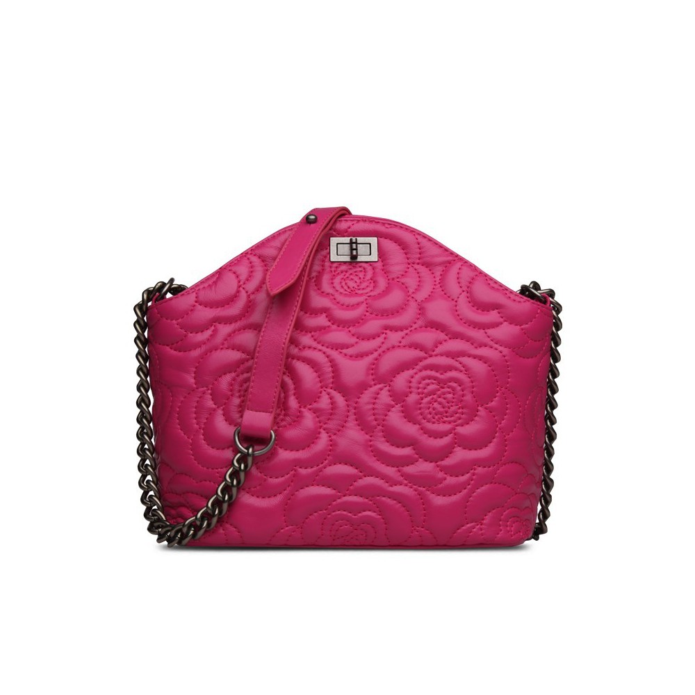 Rosaire Genuine Leather Bag Hot Pink 76182