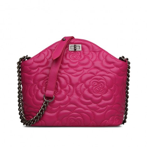 Rosaire Genuine Leather Bag Hot Pink 76182