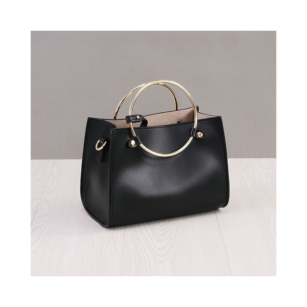 Rosaire Genuine Leather Handbag Black 76186