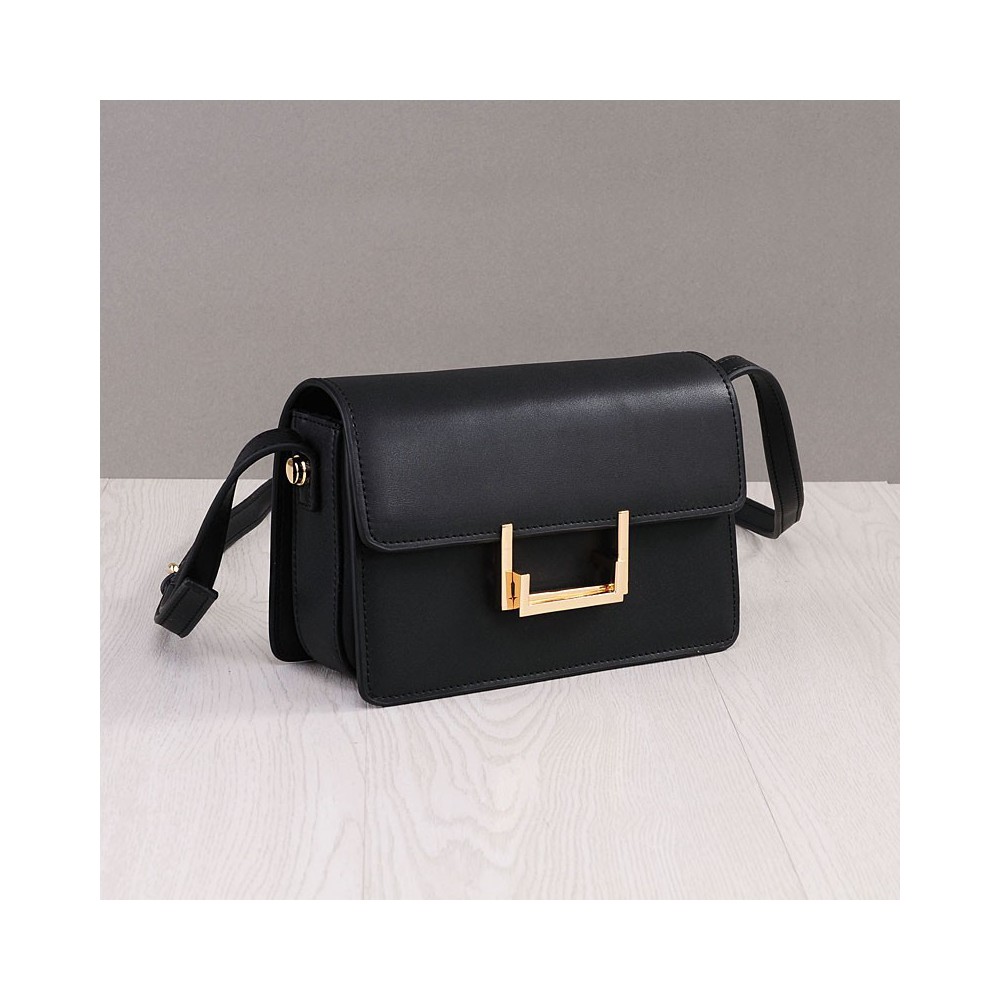 Rosaire « Elisa » Genuine Cowhide Leather Shoulder Handbag Black Color 76191