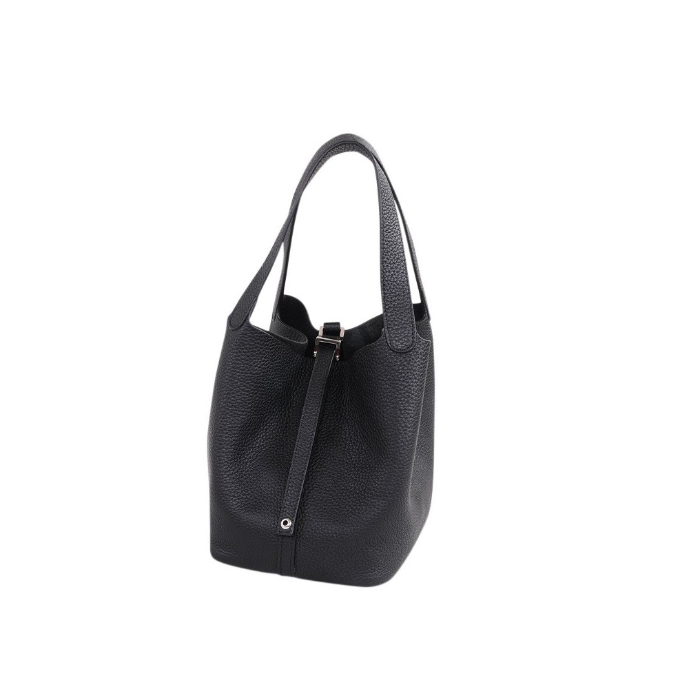 Rosaire « Agathe » Bucket Bag Made of Genuine Cowhide Leather with Padlock in Black Color 76195