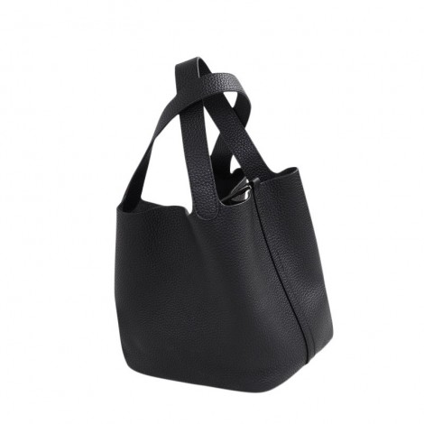 Rosaire « Agathe » Bucket Bag Made of Genuine Cowhide Leather with Padlock in Black Color 76195