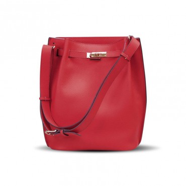 Rosaire « Hortense » Bucket Bag made of Genuine Cowhide Leather in Red Color 76192